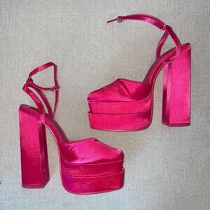 Double Platform Pink High Heels